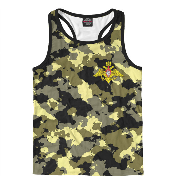 Мужская майка-борцовка с изображением Армия России камуфляж цвета Белый