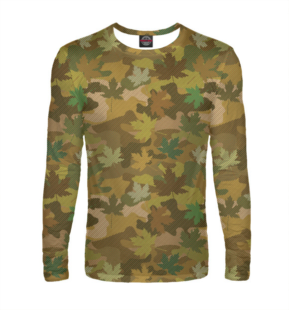 Мужской лонгслив с изображением Кленовые листья цвета Белый