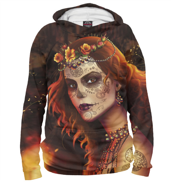 Мужское худи с изображением Рыжая Ведьма цвета Белый