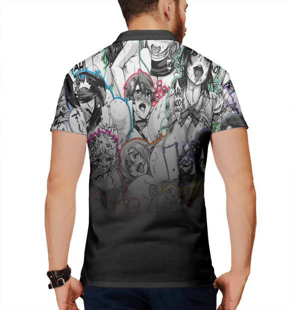 Мужское поло с изображением Ahegao | Ахэгао цвета Белый