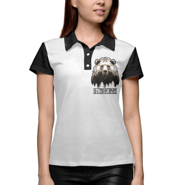 Женское поло с изображением Хозяин лесов цвета Белый