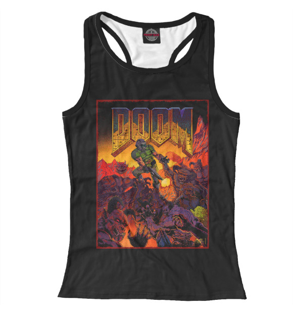 Женская майка-борцовка с изображением DOOM Classic цвета Белый