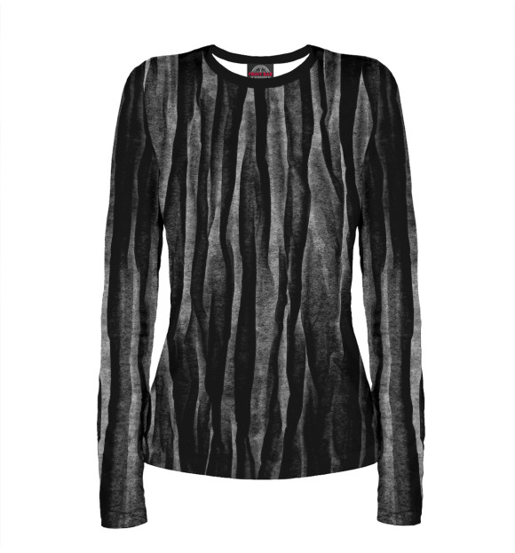 Женский лонгслив с изображением Полосы произволные чорные цвета Белый