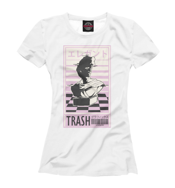 Футболка для девочек с изображением Vaporwave trash цвета Белый