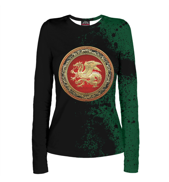 Женский лонгслив с притом Icelandic Dragon цвета Белый Женский лонгслив с изображением Icelandic Dragon цвета Белый