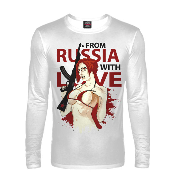 Мужской лонгслив с изображением Из России с любовью (girl) цвета Белый