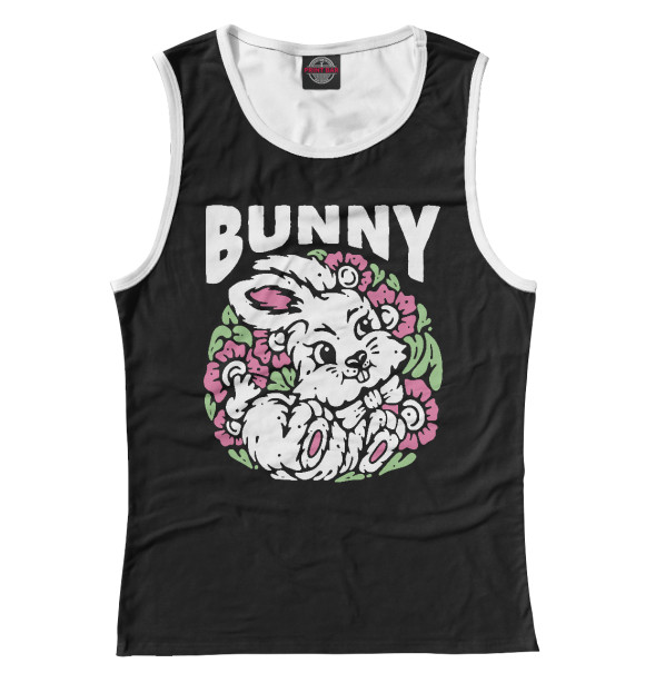 Женская майка с изображением Зайчишка цвета Белый