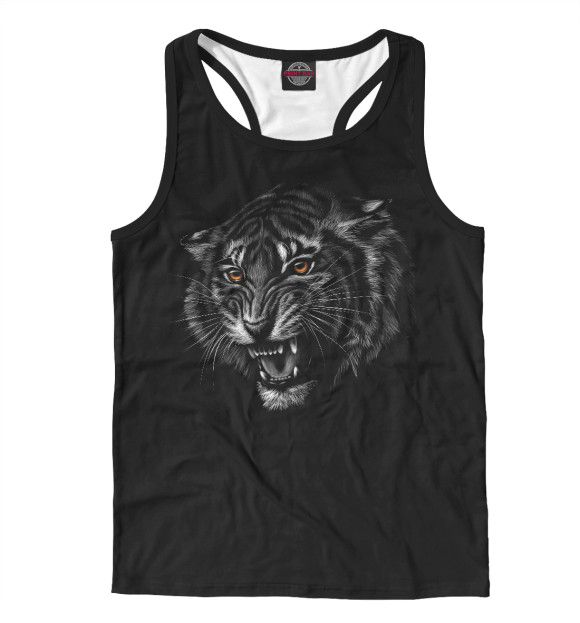 Мужская майка-борцовка с изображением Тигр цвета Белый