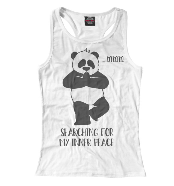 Женская майка-борцовка с изображением Йога панда цвета Белый