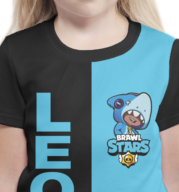 Футболка для девочек с притом Brawl Stars LEON SHARK цвета Белый Футболка для девочек с изображением Brawl Stars LEON SHARK цвета Белый