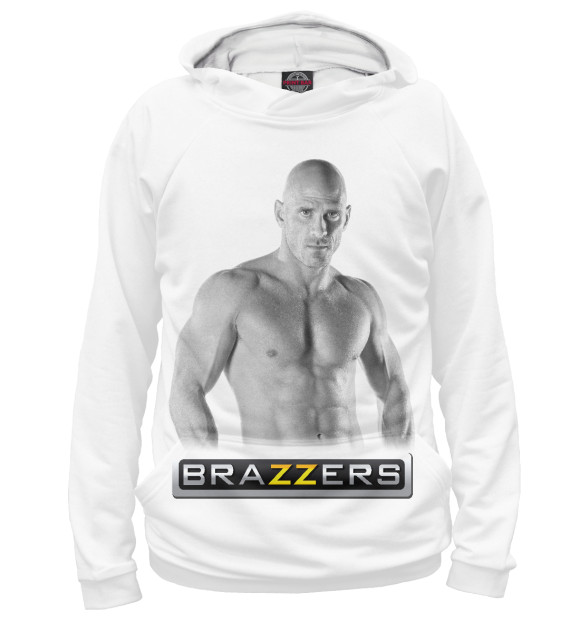 Мужское худи с изображением Лысый из Brazzers цвета Белый