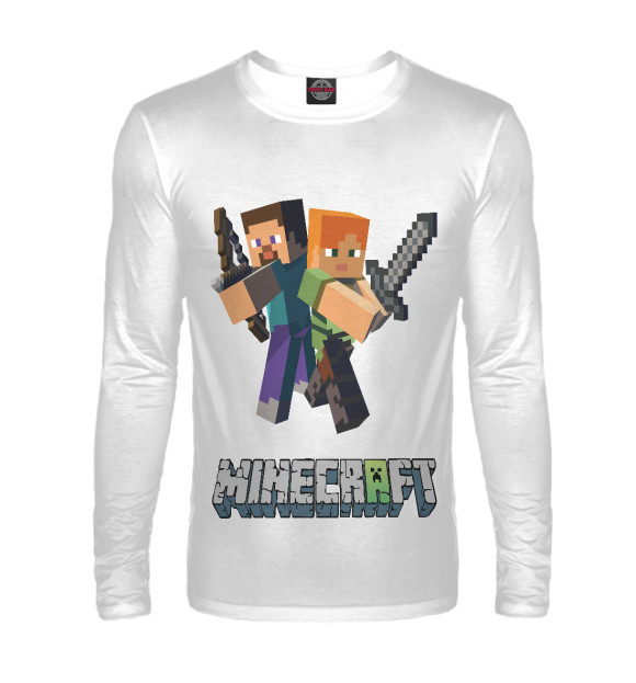 Мужской лонгслив с изображением Minecraft цвета Белый