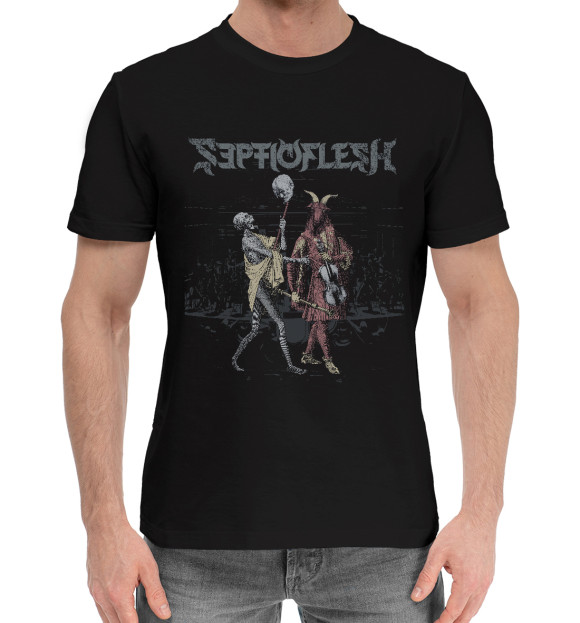 Мужская хлопковая футболка с изображением Septicflesh цвета Черный