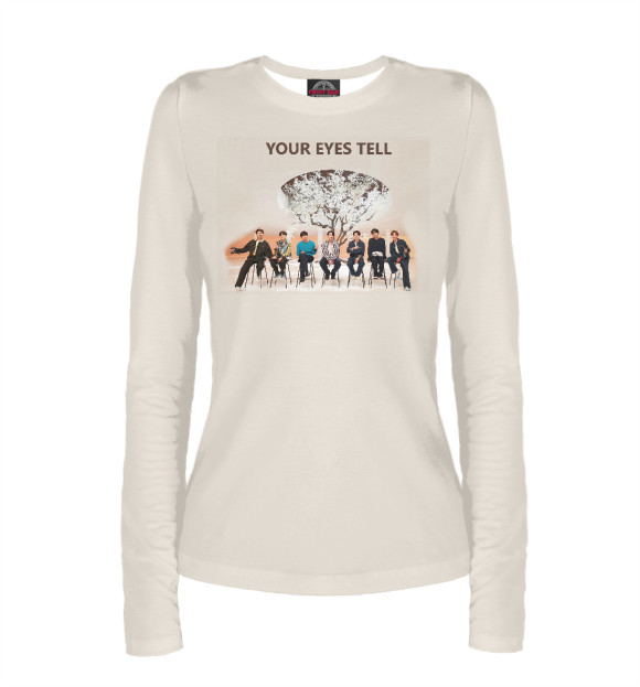 Женский лонгслив с изображением BTS, Your Eyes Tell цвета Белый