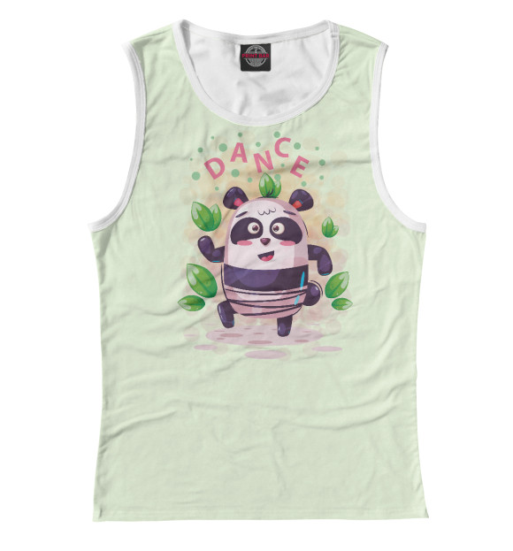 Майка для девочки с притом Панда dance цвета Белый Майка для девочки с изображением Панда dance цвета Белый