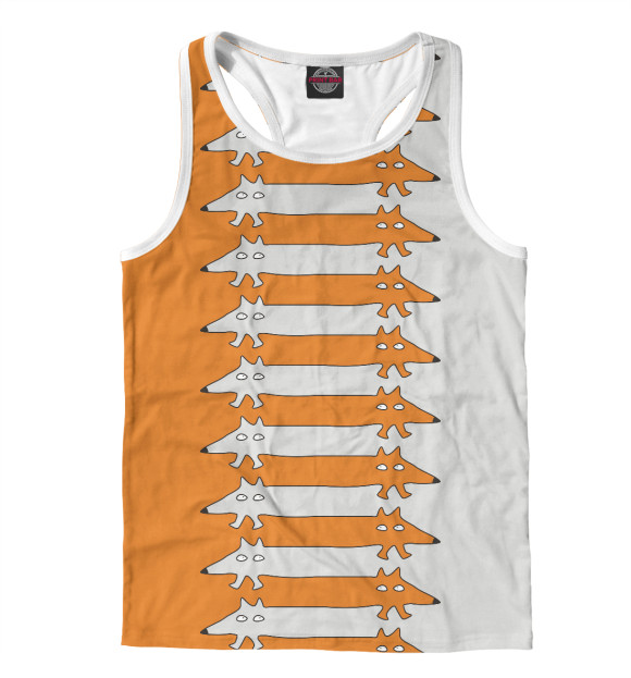 Мужская майка-борцовка с изображением Лисы цвета Белый