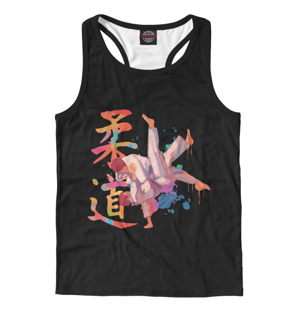 Мужская майка-борцовка с изображением Дзюдо цвета Белый