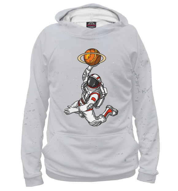 Женское худи с изображением Basketball Astronaut Space цвета Белый