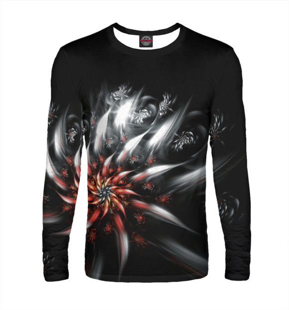 Мужской лонгслив с изображением Flame Flower цвета Белый