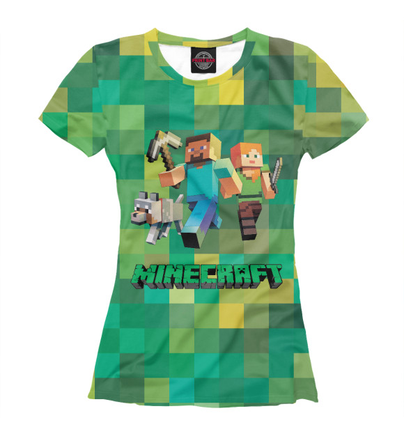 Футболка для девочек с изображением Minecraft герои цвета Белый