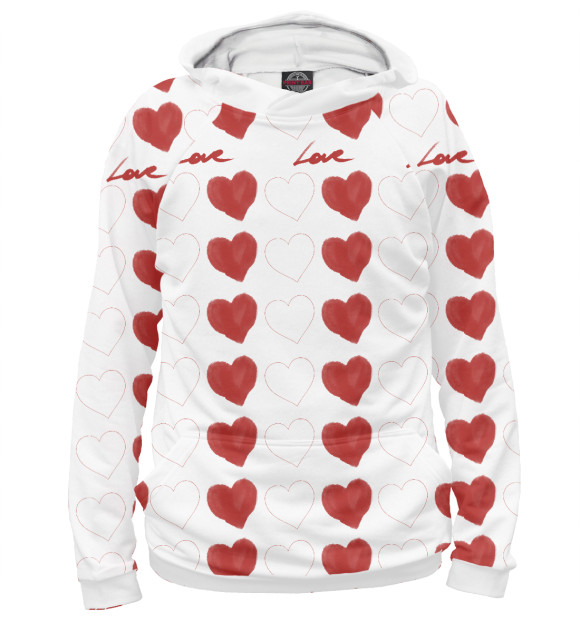 Мужское худи с изображением Hearts цвета Белый