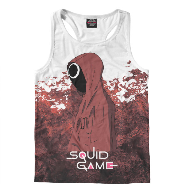 Мужская майка-борцовка с изображением Игра в кальмара цвета Белый