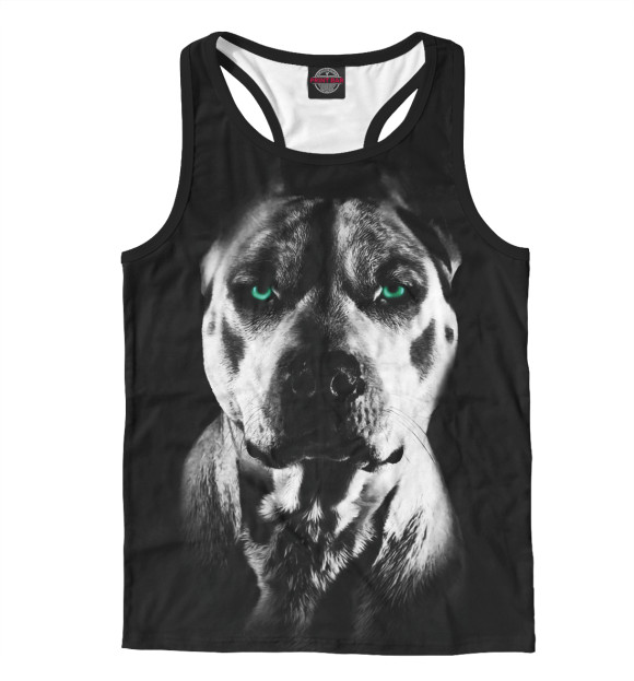 Мужская майка-борцовка с изображением Питбуль - американский питбультерьер цвета Белый