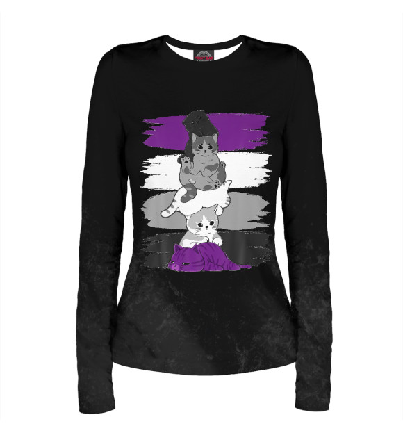 Женский лонгслив с изображением Pride Cat цвета Белый