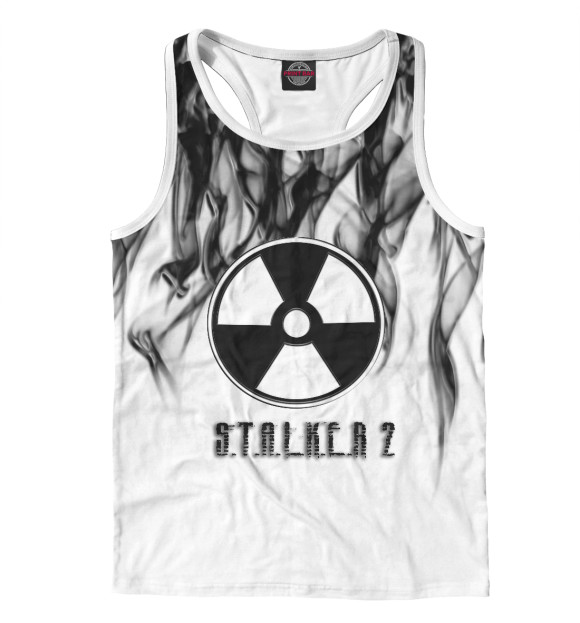 Мужская майка-борцовка с изображением Сталкер | Stalker 2 цвета Белый