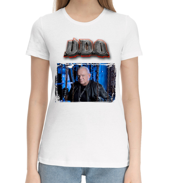 Женская хлопковая футболка с изображением Udo Dirkschneider цвета Белый