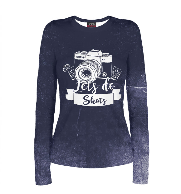 Женский лонгслив с изображением Lets do shots photographer цвета Белый