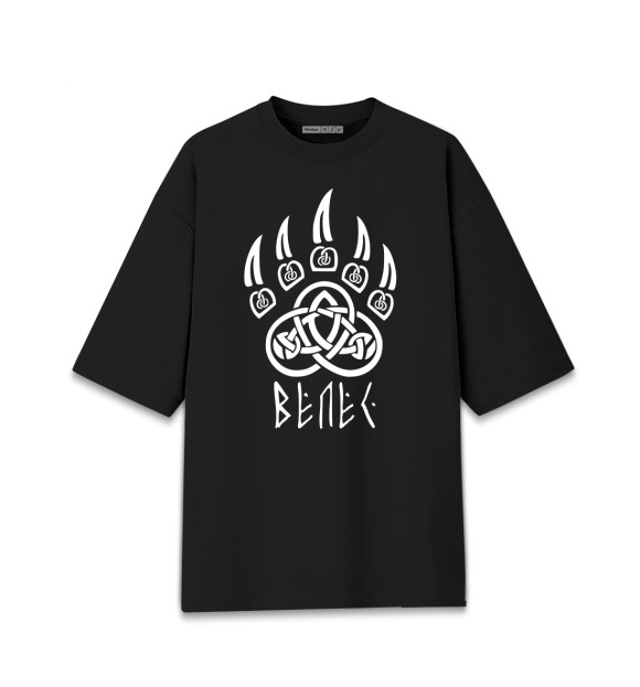 Мужская футболка оверсайз с изображением Печать Велеса цвета Черный