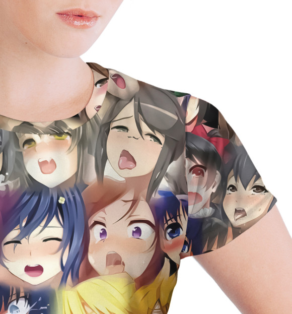 Футболка для девочек с изображением Ahegao цвета Белый