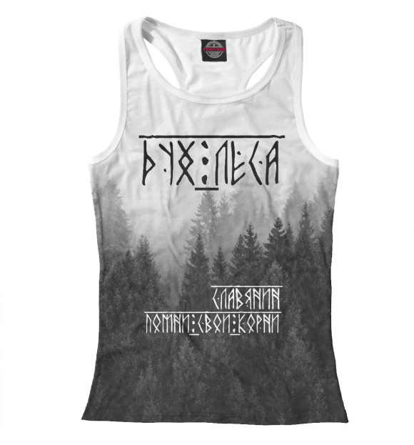 Женская майка-борцовка с изображением Дух леса цвета Белый