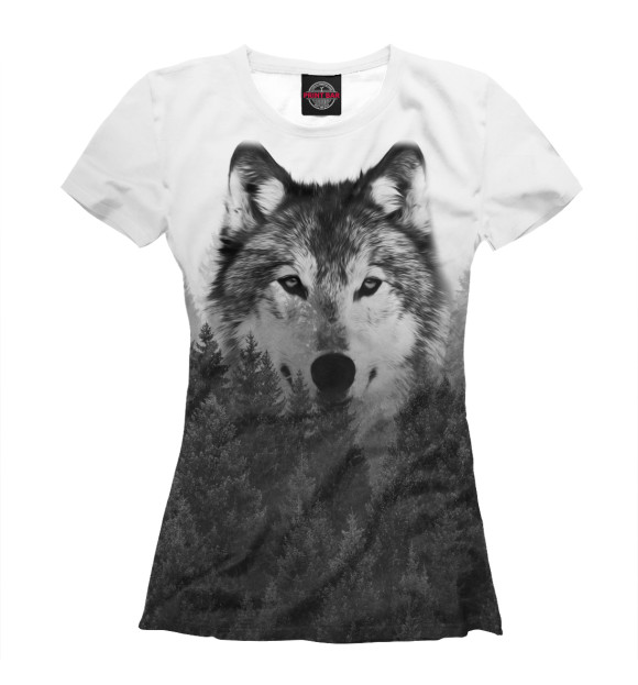 Футболка для девочек с притом Волк цвета Белый Футболка для девочек с изображением Волк цвета Белый