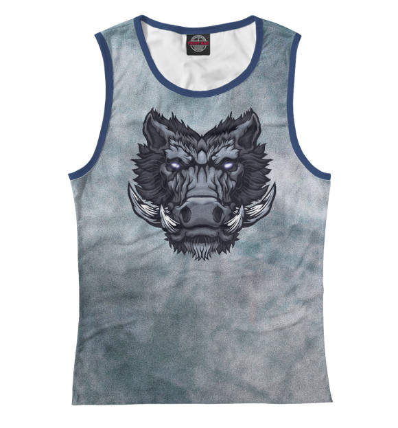 Женская майка с изображением Стальной дикий кабан цвета Белый