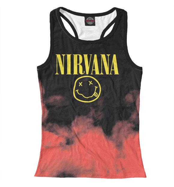 Женская майка-борцовка с притом Nirvana цвета Белый Женская майка-борцовка с изображением Nirvana цвета Белый