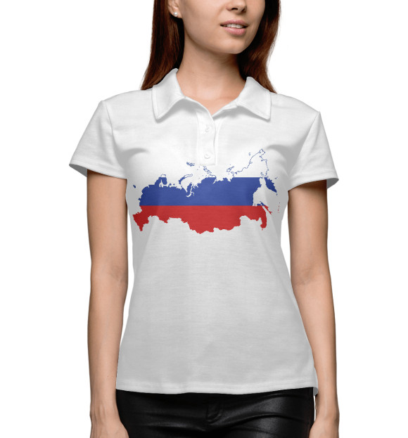 Женское поло с изображением Россия цвета Белый