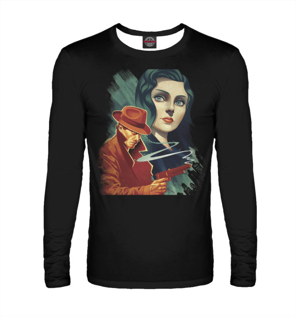 Мужской лонгслив с изображением Детектив цвета Белый