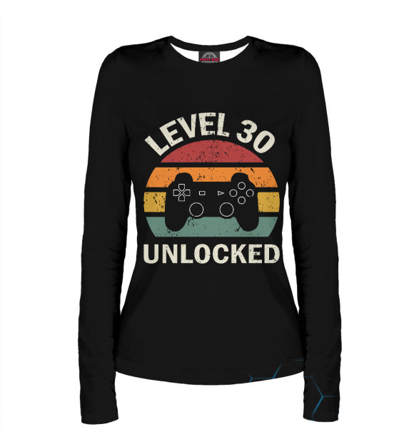 Женский лонгслив с изображением Level 30 Unlocked цвета Белый