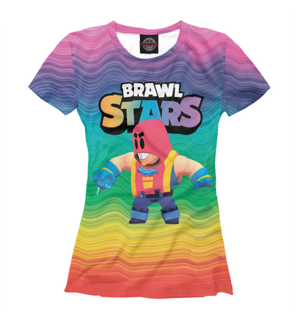 Женская футболка с изображением GROM ГРОМ BRAWL STARS цвета Белый