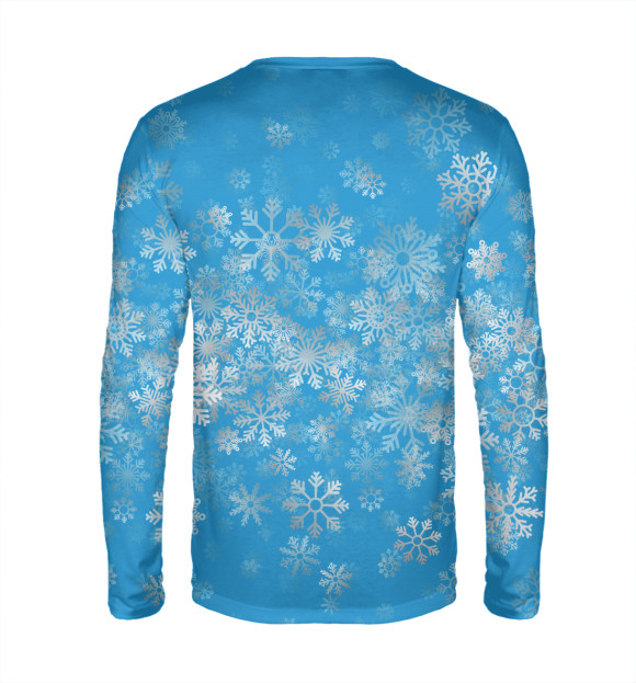 Мужской лонгслив с изображением Новогодний олень цвета Белый