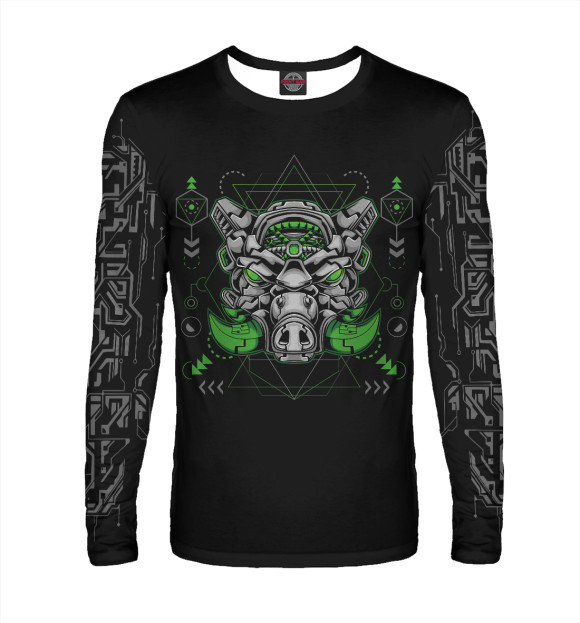 Мужской лонгслив с изображением Робо-Кабан цвета Белый