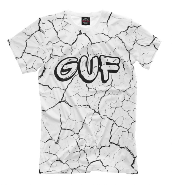 Мужская футболка с изображением GUF Граффити (трещины) цвета Белый