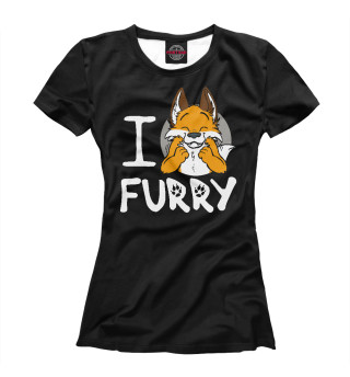 Женская футболка I love furryм
