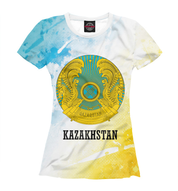 Футболка для девочек с изображением Kazakhstan / Казахстан цвета Белый