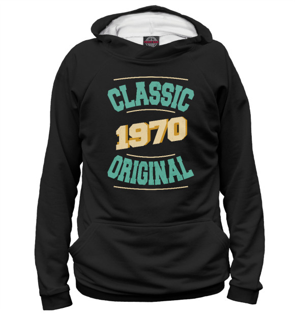 Мужское худи с изображением 1970 classic цвета Белый