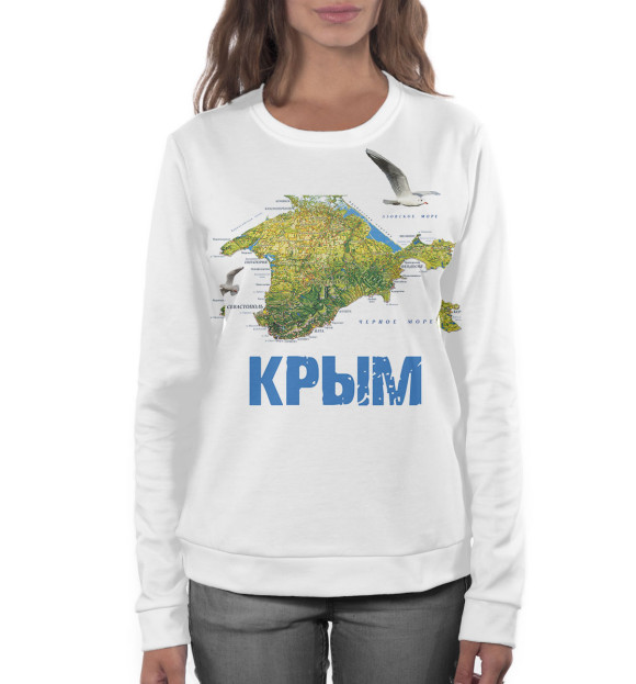 Женский свитшот с изображением Крым цвета Белый