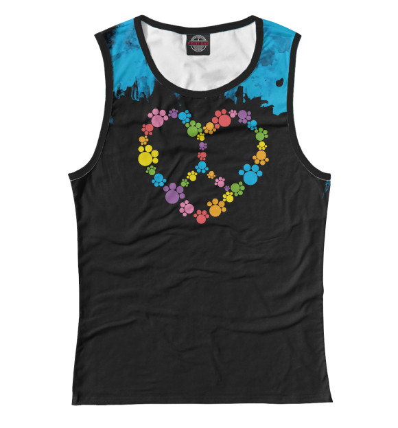 Майка для девочки с притом Heart peace sign shirt! цвета Белый Майка для девочки с изображением Heart peace sign shirt! цвета Белый