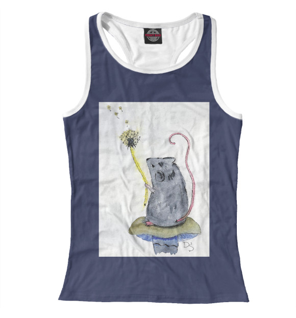 Женская майка-борцовка с изображением Мышь цвета Белый